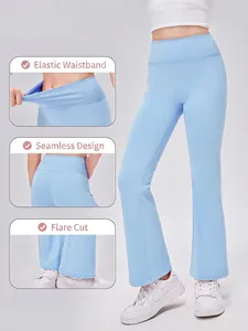 Hellblaue Yoga-Schlaghose für Mädchen mit hoher Taille und atmungsaktivem Stoff