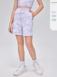 Pantaloncini Sportivi Stampati Camouflage per Bambini Pantaloncini da Corsa Atletici in Poliestere Traspiranti per Ragazzi Ragazze