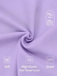 Gros plan du tissu de brassière de sport violet clair en 75% Nylon et 25% Spandex élastique