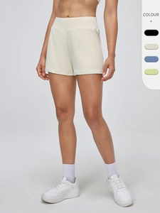 Short de Yoga Taille Haute pour Femme Coupe Ample Séchage Rapide Short de Sport Avec Fentes Latérales et Poches