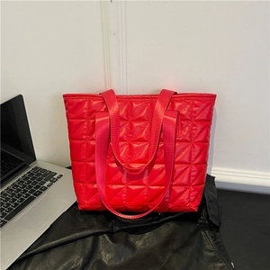 Quilted PU Large Capacity Rhombus Shoulder Bag For Women Daily Work Shopping Commuting Fashion Tote Handbag