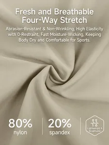 Breathable khaki men's sports pants made of 80% nylon and 20% spandex stretch fabric