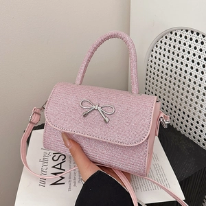 Women Shiny Sequin Crossbody Bag With Metal Bow Knot Elegant Glitter Mini Shoulder Bag Party Evening Handbag Fashion Purse