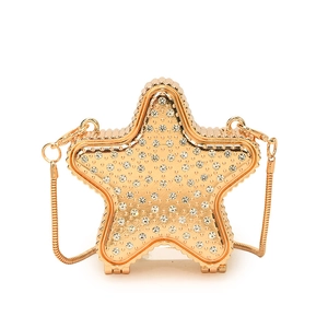 Sac de soirée élégant en forme d'étoile dorée avec strass scintillants et chaîne