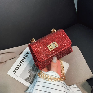 Mini Sac Bandoulière à Paillettes Pour Femmes Avec Élégante Chaîne en Métal Petit Sac Carré de Luxe Pour Soirée et Banquet