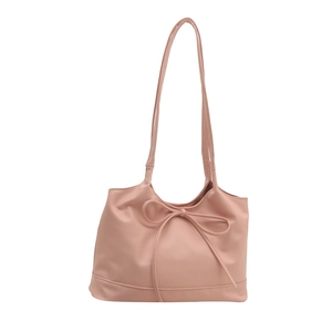 Sac fourre-tout rose en similicuir avec détail de nœud et longues bandoulières
