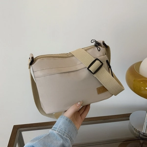 Unisex Simple Nylon Crossbody Bag Urban Solid Color Lightweight Shoulder Bag With Multi Layer Zipper Outdoor Casual Outing Bag