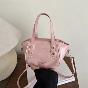 Sac à Bandoulière Femme en Similicuir PU Mode Couleur Unie Porté Main avec Rivets Grande Capacité pour Trajet Quotidien