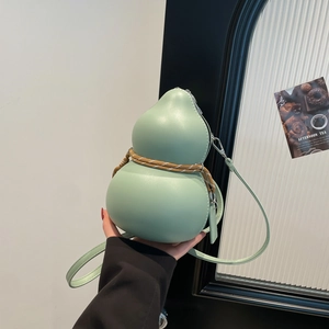 Sac à Épaule Tendance en Forme de Calebasse pour Femmes Sac Bandoulière en Similicuir avec Décor en Corde Tressée Mode