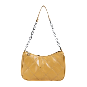 Fashionable yellow quilted shoulder bag with chain strap for women, 2025 modern style