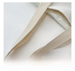 Detail of the thickened canvas tote bag showing the top zipper closure and durable strap