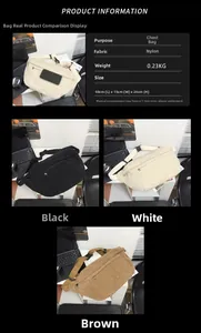 Detailed size specifications and material view of the corduroy large capacity chest bag