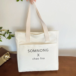 Women Large Capacity Canvas Waterproof Shoulder Bag New Minimalist Letter Printed Tote Bag For College Students Everyday