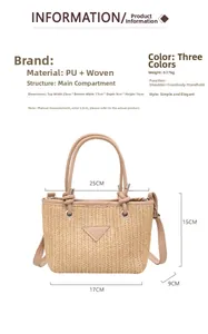 Detailed size specifications for the large capacity woven bucket bag with dimensions