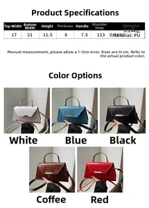 Tableau des tailles et couleurs disponibles pour le sac à main motif crocodile