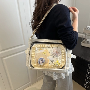 Sac Ita en toile blanc crème avec grande fenêtre transparente et bandoulière réglable