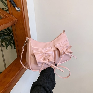 Sac à Bandoulière Tendance en Cuir PU avec Nœud Papillon Petit Sac Carré Minimaliste Crossbody pour Femmes