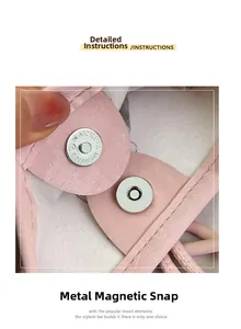 Macro detail of the silver magnetic buckle closure on a pink pebble leather crossbody bag