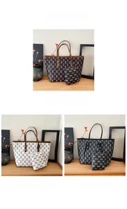 Detailed set of three large capacity printed tote bags with matching small pouches