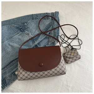 Borsa a Spalla Donna Vintage Motivo a Fiori Vecchi in Pelle PU Blocco di Colore Grande Capacità Pendolare Sottobraccio Set Due Pezzi