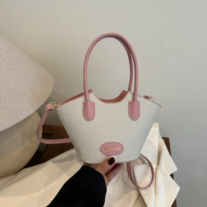 Sac Seau Tissé en PU à la Mode Pour Femmes Sac à Bandoulière de Grande Capacité Sac à Main Décontracté