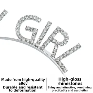 Detailed macro of the high-gloss rhinestones on the Birthday Girl headband tiara