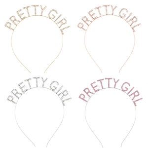 Diadema Pretty Girl con Letras de Strass Aleación con Letras Pavimentadas Brillante Accesorios para el Cabello para Fiesta y Celebración Mujer