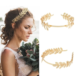 Greek Goddess Leaf Metal Headband Crown Vintage Baroque Bridal Wedding Hair Accessories Gold Leaf Tiara For Women Jewelry