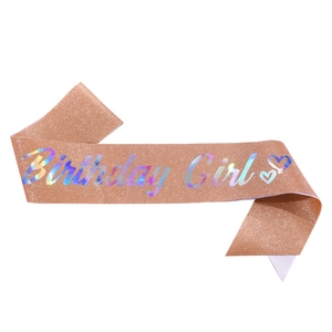 Écharpe d'anniversaire Birthday Girl pailletée or rose avec lettres holographiques