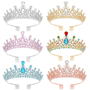 Elegant Alloy Rhinestone Bridal Crown Tiara For Women Wedding Birthday Party Fashion Hair Accessories Princess Headpiece