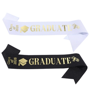 Class Of 2026 Graduate Sash Glitter Fabric Gold Bronzing Graduation Ceremonial Belt Party Decoration For Students Gift