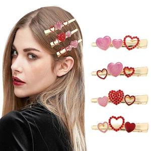 Fermagli per Capelli a Cuore di San Valentino Dolce Strass Lucido Cuore Becco di Corvo Clip Lega di Zinco Accessori per Capelli Donna Festa