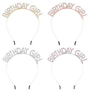 Glitzernde Birthday Girl Haarreifen in Gold, Roségold, Silber und Pink mit Kristallen