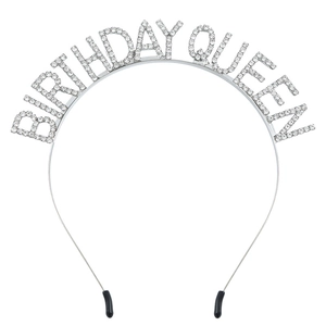 Sparkling Birthday Queen silver rhinestone tiara headband for party decorations