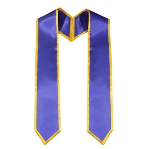 Deep purple graduation stole with yellow border in premium satin fabric for ceremonies