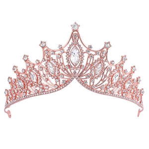 Couronne en cristal or rose avec strass marquise pour mariages et soirées élégantes
