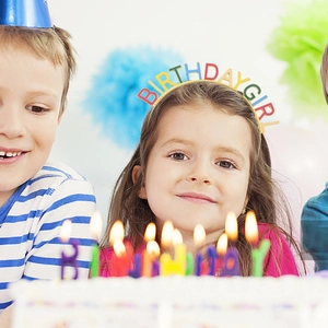 Colorful Birthday Girl headband featuring gradient lettering for party celebrations