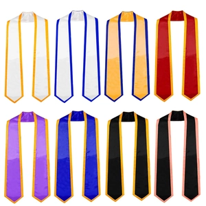 Satin Graduation Stole Sash Contrasting Edge V-Neck Academic Honor Shawl Graduation Ceremony Party Unisex Adult Students