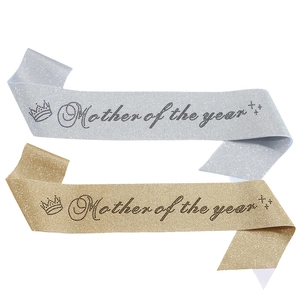 Mother Of The Year Party Sash Glitter Fabric Rhinestone Sash For Women Celebration Mother Day Party Sash Accessories