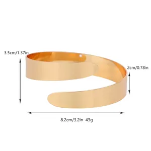 Golden baroque open arm cuff bracelet with double layer spiral design and dimensions