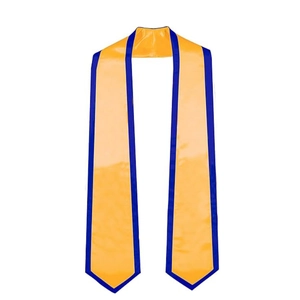 72-inch graduation honor stole in bright yellow with navy blue trim for adults
