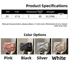 Vue détaillée montrant les couleurs du sac à bandoulière plissé avec nœud en cuir PU