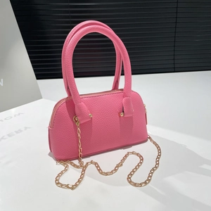 Women Litchi Pattern PU Leather Mini Shell Bag With Metal Chain Urban Simple Zipper Crossbody Shoulder Bag Handbag