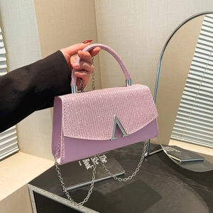 Sac à Épaule en Cuir PU à Paillettes pour Femmes Sac à Main Bandoulière Élégant avec Boucle en Métal Sac Messager de Fête Carré