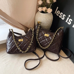 Borsa a Tracolla Trapuntata in Pelle PU Vintage per Donna Grande Capacità Catena Borsa Sottobraccio Moda Minimalista Hobo Bag Quotidiana