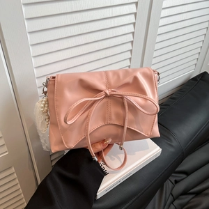 Sac à Épaule Femme Doux Nœud Papillon Cuir PU Grande Capacité Style Ballet Sac Bandoulière Nacré Pour Voyage Quotidien