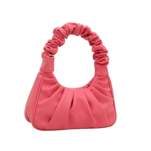 Borsa hobo rosa con texture a pieghe e raffinato manico arricciato per donna