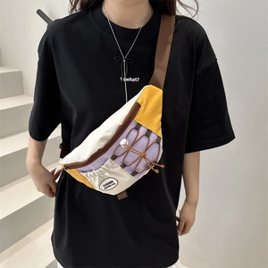 Fashionable color-block crossbody chest bag with adjustable strap for outdoor sports