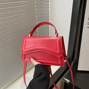 Women Fashion PU Leather Wave Pattern Square Bag Minimalist Shoulder Crossbody Handbag With Top Handle Urban Daily Casual Bag
