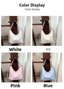 Options de couleur des sacs en dentelle à paillettes en blanc, crème, rose et bleu
